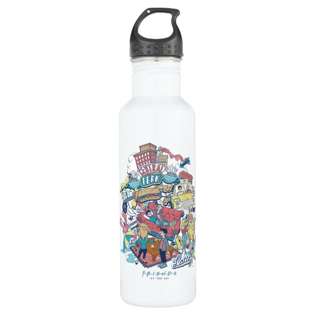 FRIENDS™ | Cartoon Collage Stainless Steel Water Bottle (Front)