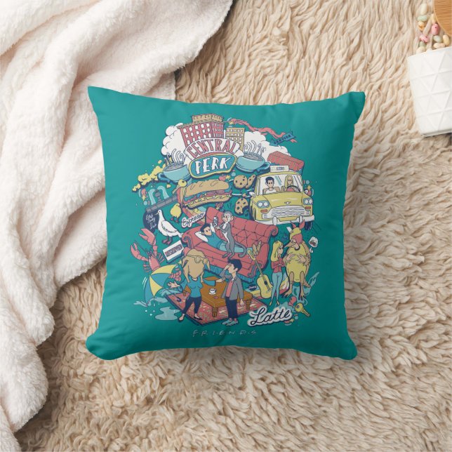 FRIENDS™ | Cartoon Collage Throw Pillow (Blanket)
