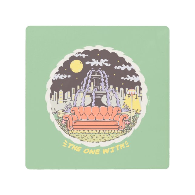 FRIENDS™ | Cartoon Fountain Metal Print (Front)