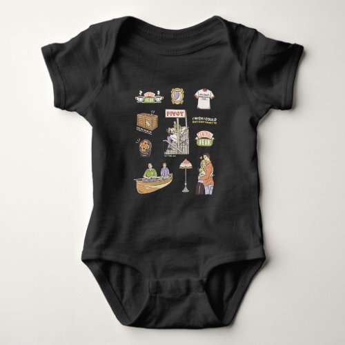 FRIENDS  Cartoon Icons 2 Baby Bodysuit