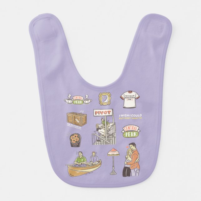 FRIENDS™ | Cartoon Icons Baby Bib (Front)