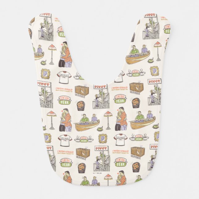 FRIENDS™ | Cartoon Icons Baby Bib (Front)
