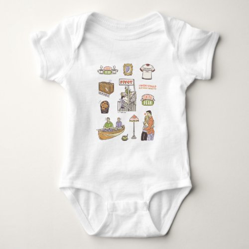 FRIENDS  Cartoon Icons Baby Bodysuit