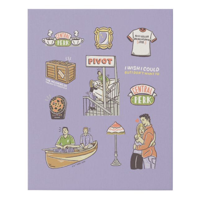 FRIENDS™ | Cartoon Icons Faux Canvas Print (Front)