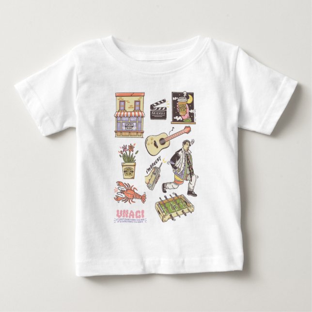 FRIENDS™ | Cartoon Icons Graphic 3 Baby T-Shirt (Front)