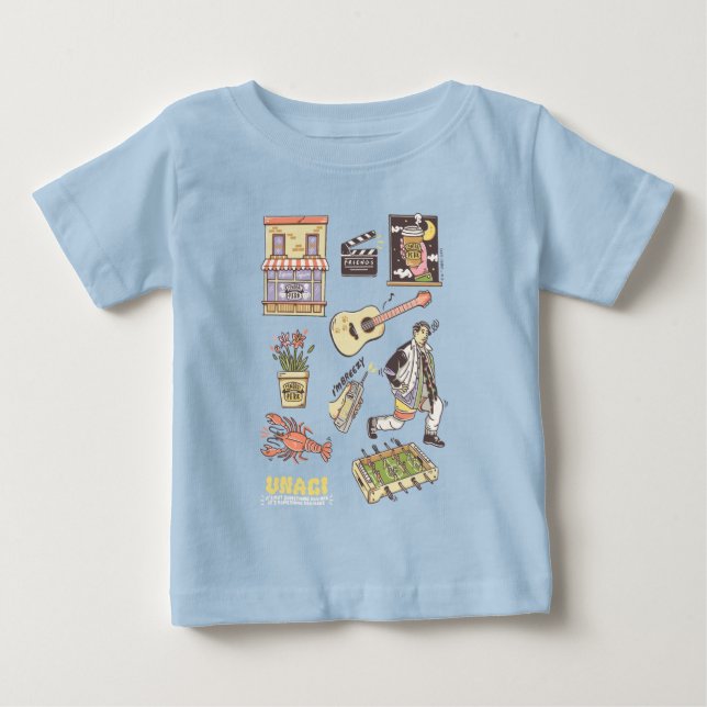 FRIENDS™ | Cartoon Icons Graphic 4 Baby T-Shirt (Front)