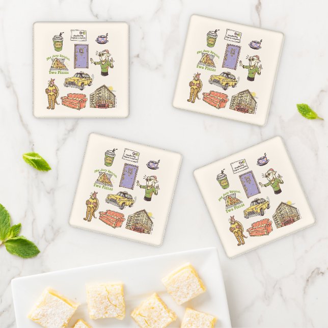 FRIENDS™ | Cartoon Icons Graphic Coaster Set (In Situ)