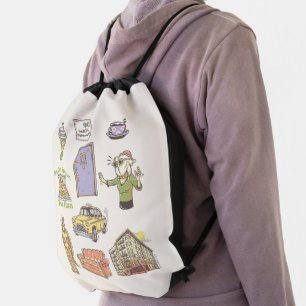 FRIENDS™   Cartoon Icons Graphic Drawstring Bag