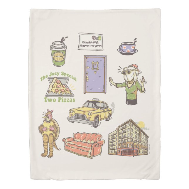 FRIENDS™ | Cartoon Icons Graphic Duvet Cover (Front)