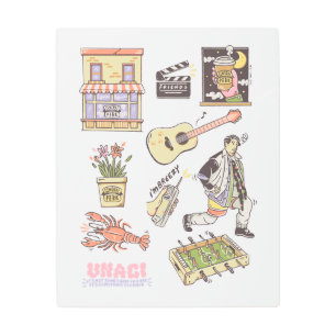 FRIENDS™   Cartoon Icons Graphic Metal Print