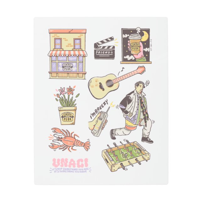 FRIENDS™ | Cartoon Icons Graphic Metal Print (Front)