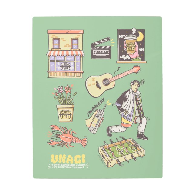 FRIENDS™ | Cartoon Icons Graphic Metal Print (Front)