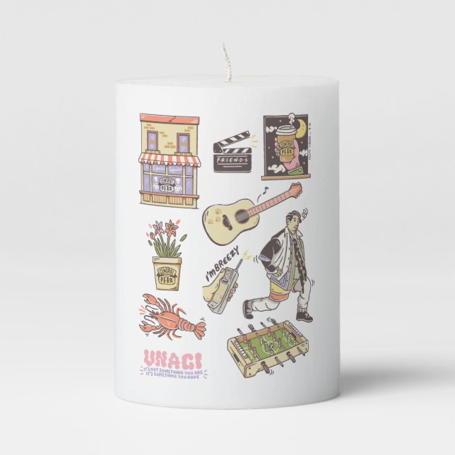 FRIENDS™ | Cartoon Icons Graphic Pillar Candle (Front)