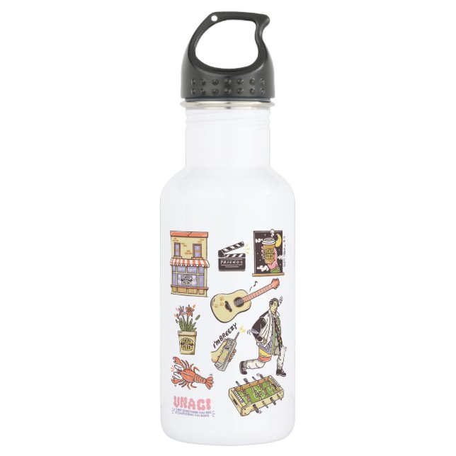 FRIENDS™ | Cartoon Icons Graphic Stainless Steel Water Bottle (Front)