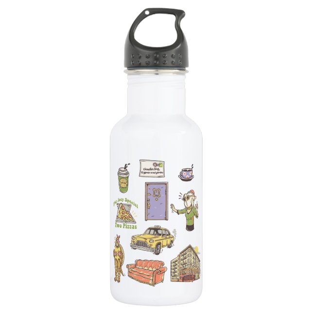 FRIENDS™ | Cartoon Icons Graphic Stainless Steel Water Bottle (Front)