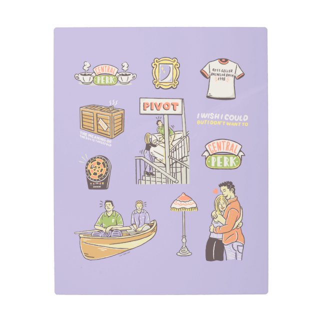 FRIENDS™ | Cartoon Icons Metal Print (Front)