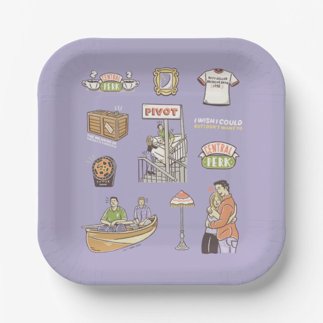 FRIENDS™ | Cartoon Icons Paper Plates (Front)
