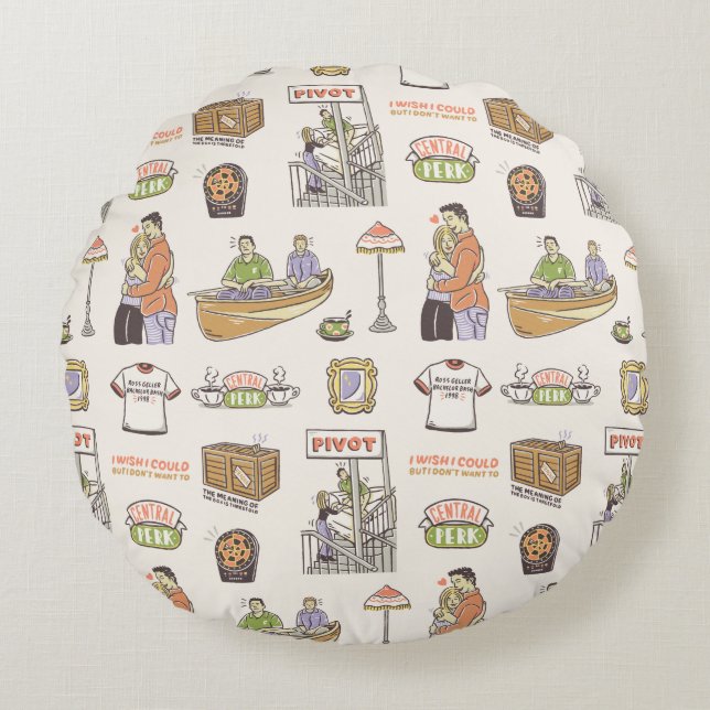 FRIENDS™ | Cartoon Icons Round Pillow (Front)