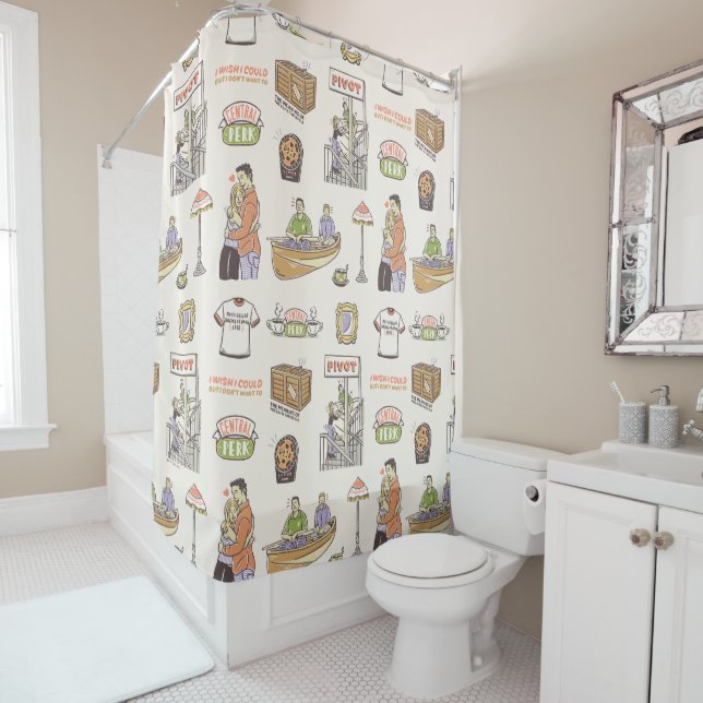 FRIENDS™ | Cartoon Icons Shower Curtain (In Situ)