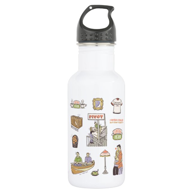 FRIENDS™ | Cartoon Icons Stainless Steel Water Bottle (Front)