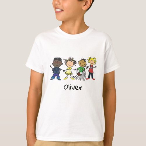 Friends_ Cartoon Style Kids Holding Hands T_Shirt
