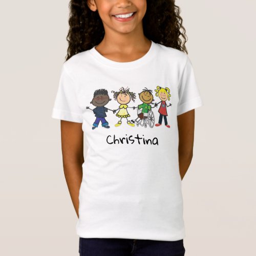 Friends_ Cartoon Style Kids Holding Hands T_Shirt