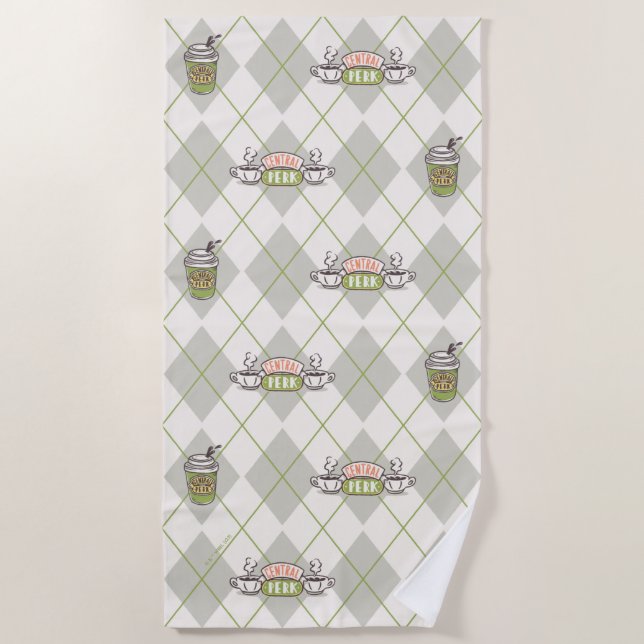 FRIENDS™  | Central Perk Argyle Pattern Beach Towel (Front)