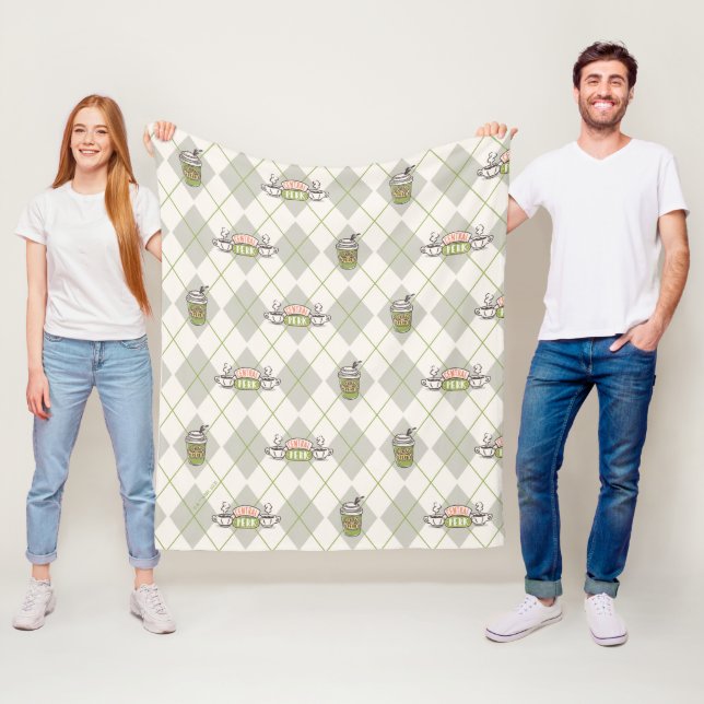 FRIENDS™  | Central Perk Argyle Pattern Fleece Blanket (In Situ)