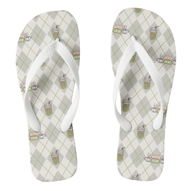 FRIENDS™  | Central Perk Argyle Pattern Flip Flops (Footbed)