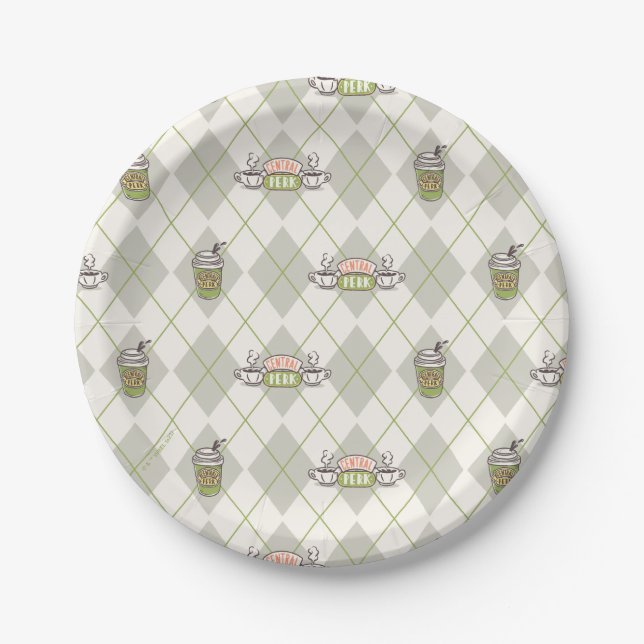 FRIENDS™  | Central Perk Argyle Pattern Paper Plates (Front)