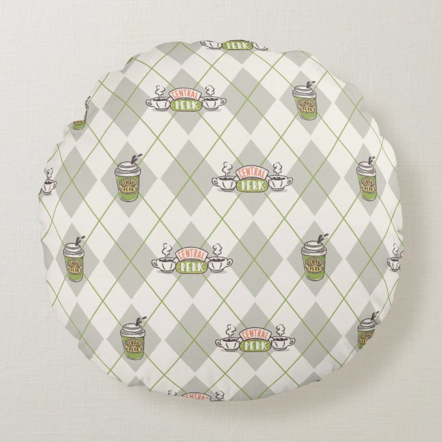 FRIENDS™  | Central Perk Argyle Pattern Round Pillow (Front)