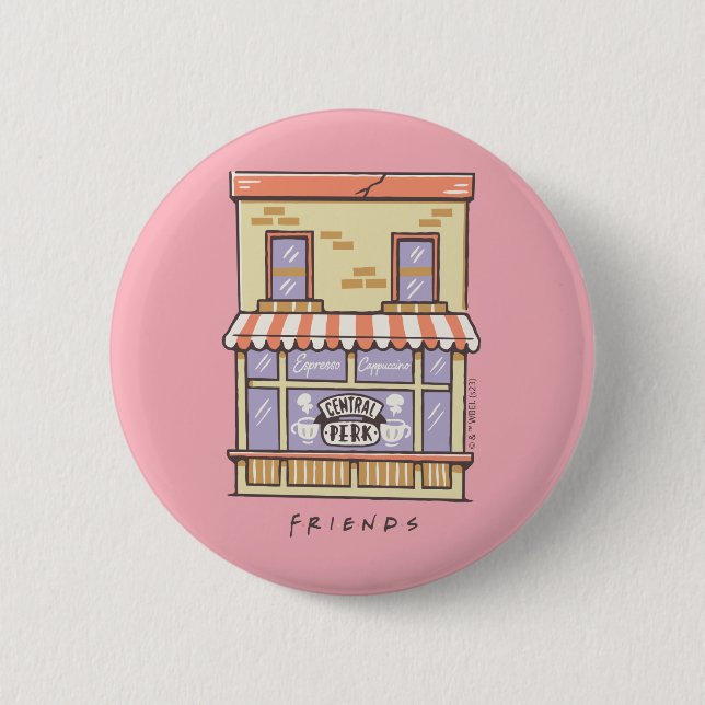 FRIENDS™ | Central Perk Cartoon Coffee Shop Button (Front)