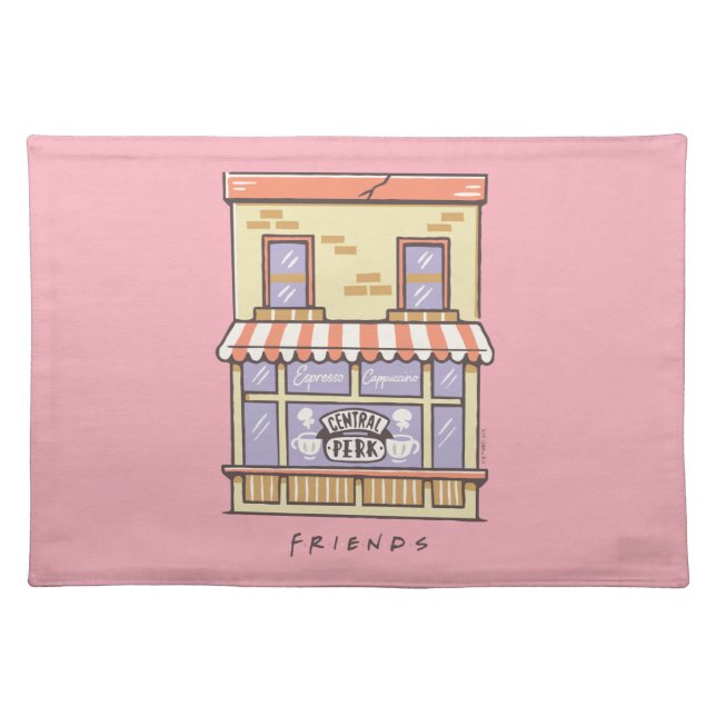 FRIENDS™ | Central Perk Cartoon Coffee Shop Cloth Placemat (Front)