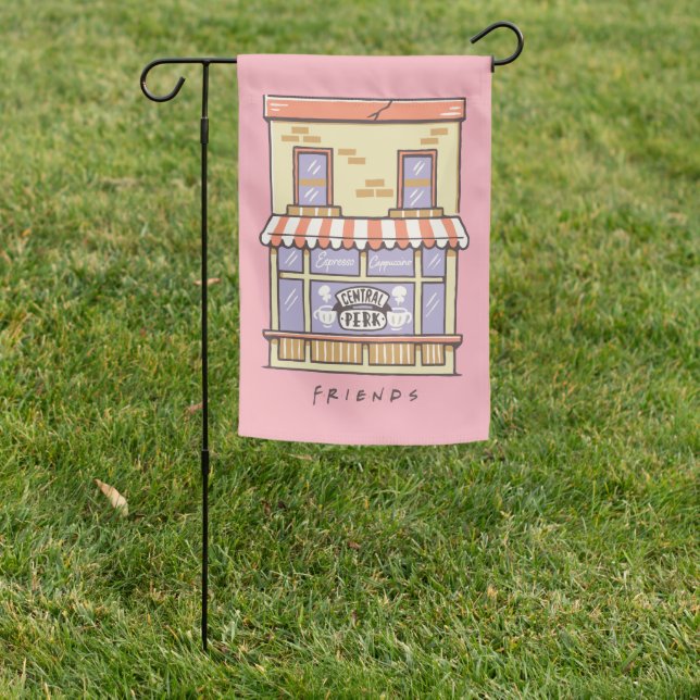 FRIENDS™ | Central Perk Cartoon Coffee Shop Garden Flag (In SItu)