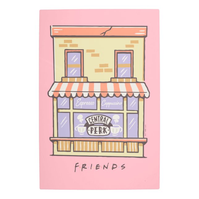 FRIENDS™ | Central Perk Cartoon Coffee Shop Metal Print (Front)
