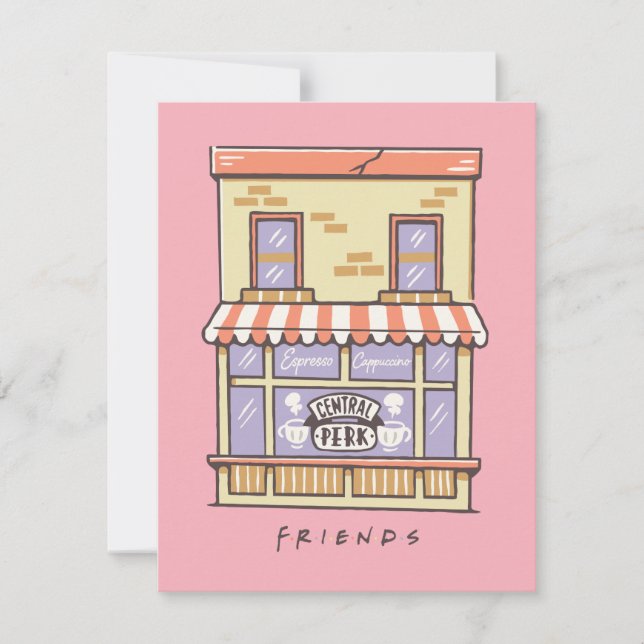 FRIENDS™ | Central Perk Cartoon Coffee Shop Note Card (Front)