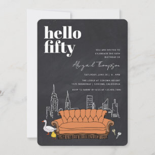 FRIENDS™ Central Perk Chalkboard 50th Birthday Invitation
