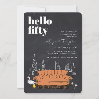 FRIENDS™ | Central Perk Chalkboard 50th Birthday Invitation