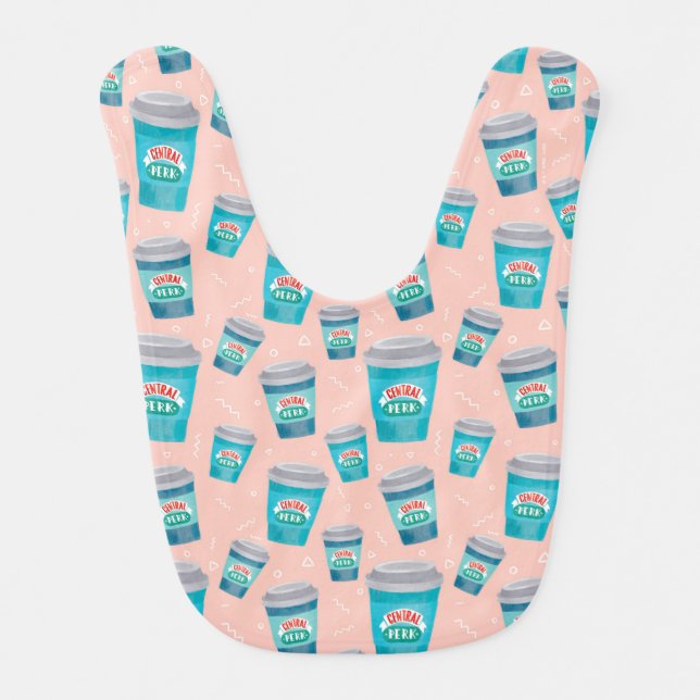 FRIENDS™ | Central Perk Coffee Cup Pattern Baby Bib (Front)