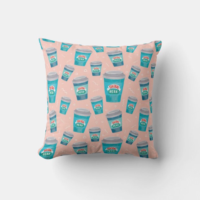 FRIENDS™ | Central Perk Coffee Cup Pattern Throw Pillow (Front)