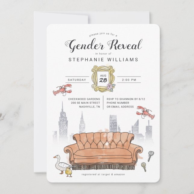 FRIENDS™ | Central Perk Gender Reveal Baby Shower Invitation (Front)