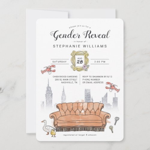 FRIENDSâ  Central Perk Gender Reveal Baby Shower Invitation