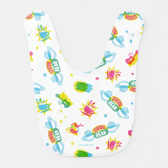 FRIENDS™ | Central Perk Neon Pattern Baby Bib (Front)