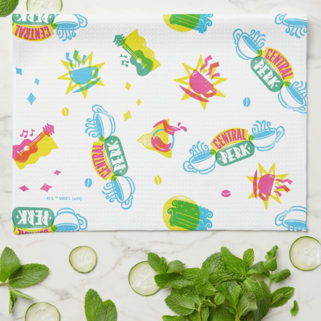 FRIENDS™ | Central Perk Neon Pattern Kitchen Towel (Folded)