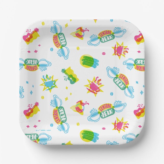 FRIENDS™ | Central Perk Neon Pattern Paper Plates (Front)