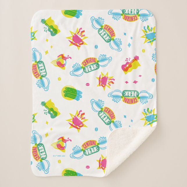FRIENDS™ | Central Perk Neon Pattern Sherpa Blanket (Front)