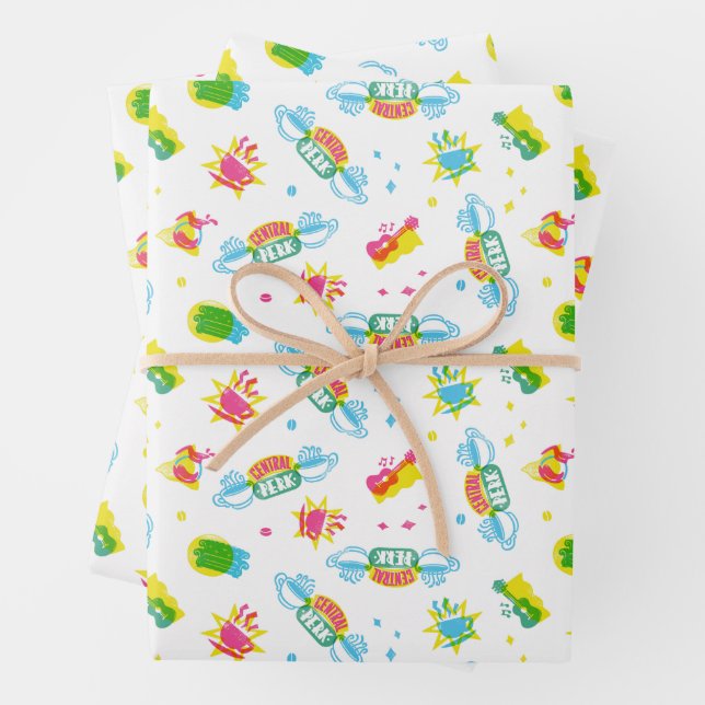 FRIENDS™ | Central Perk Neon Pattern Wrapping Paper Sheets (In situ)