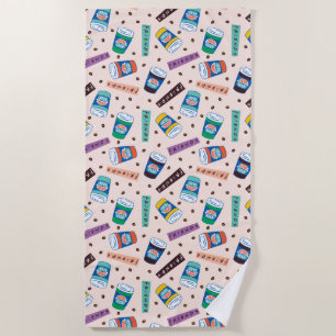 FRIENDS™ Central Perk Vibrant Coffee Pattern Beach Towel