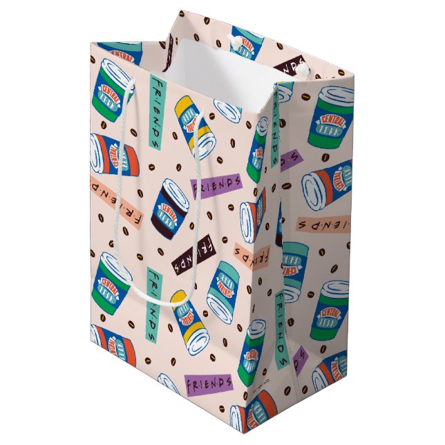 FRIENDS™ | Central Perk Vibrant Coffee Pattern Medium Gift Bag (Front Angled)