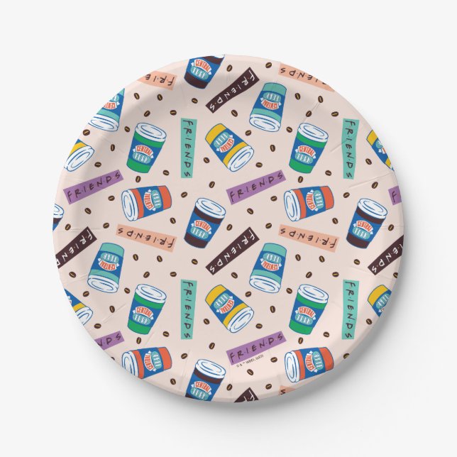 FRIENDS™ | Central Perk Vibrant Coffee Pattern Paper Plates (Front)